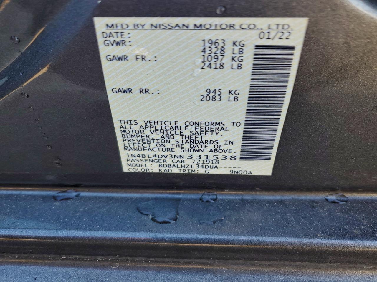 2022 NISSAN ALTIMA