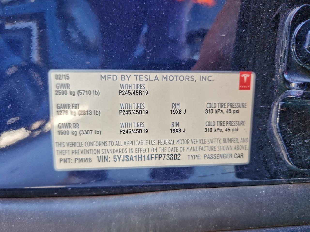 2015 TESLA MODEL S