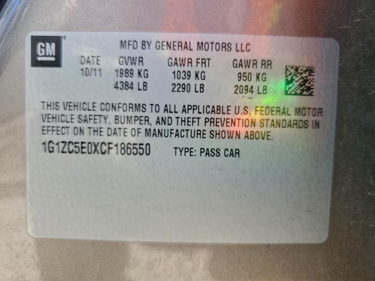 2012 CHEVROLET MALIBU