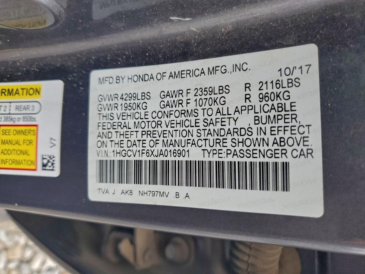 2018 HONDA ACCORD