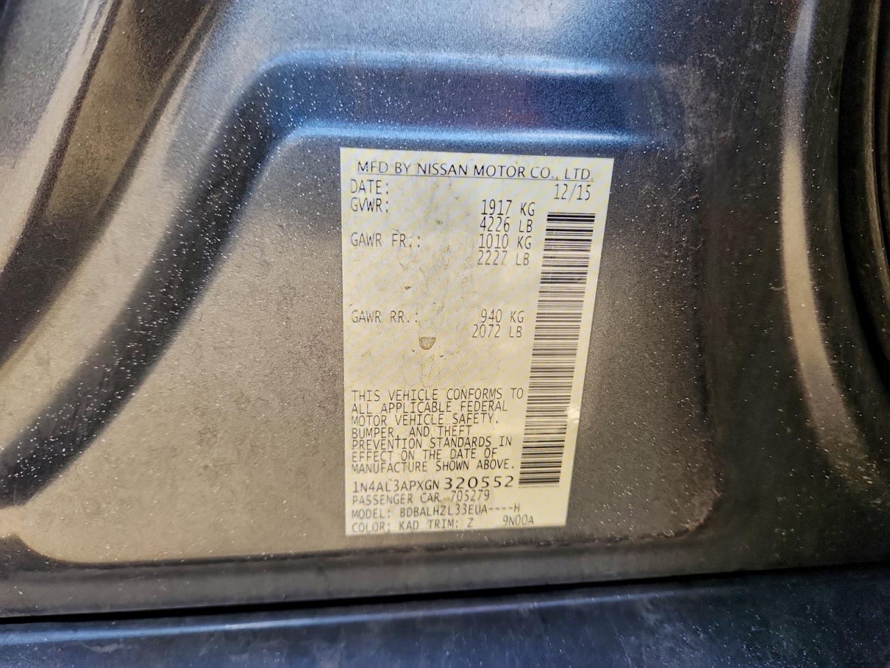 2016 NISSAN ALTIMA