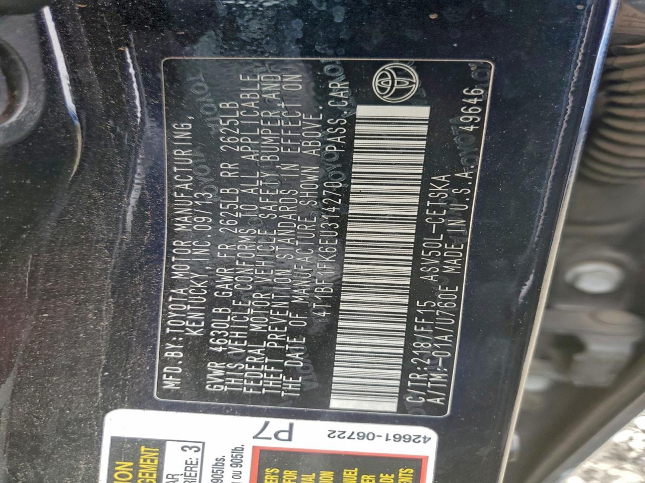 2014 TOYOTA CAMRY