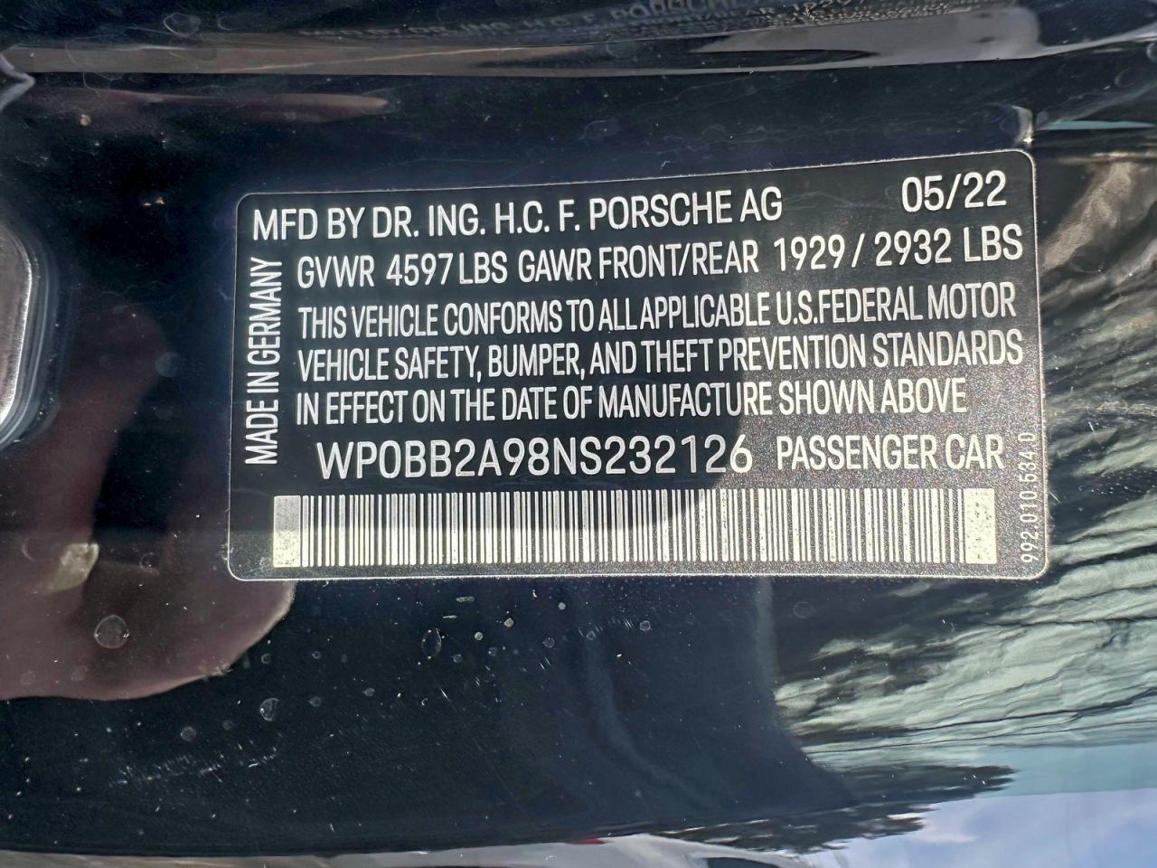 2022 PORSCHE 911