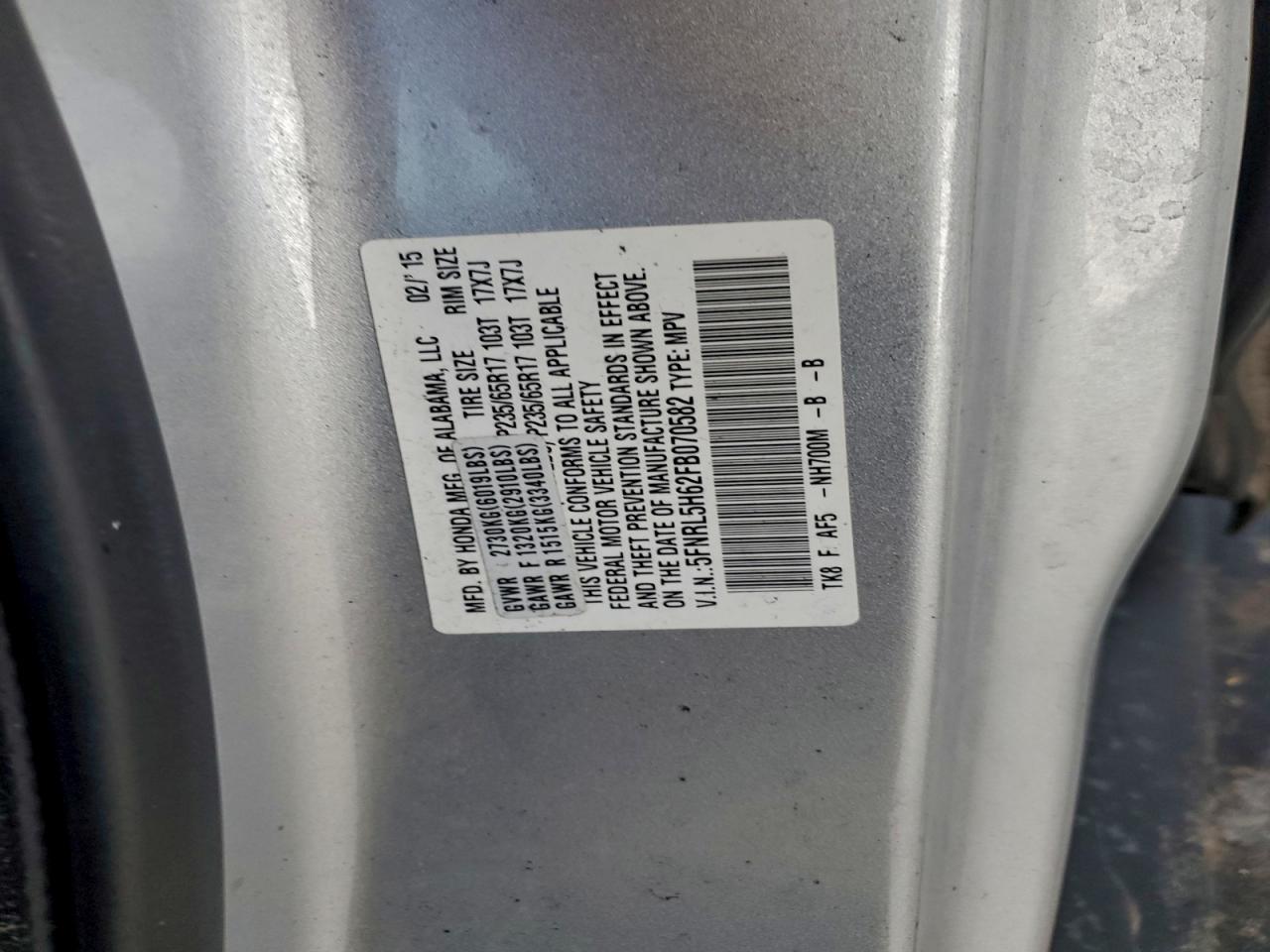 2015 HONDA ODYSSEY