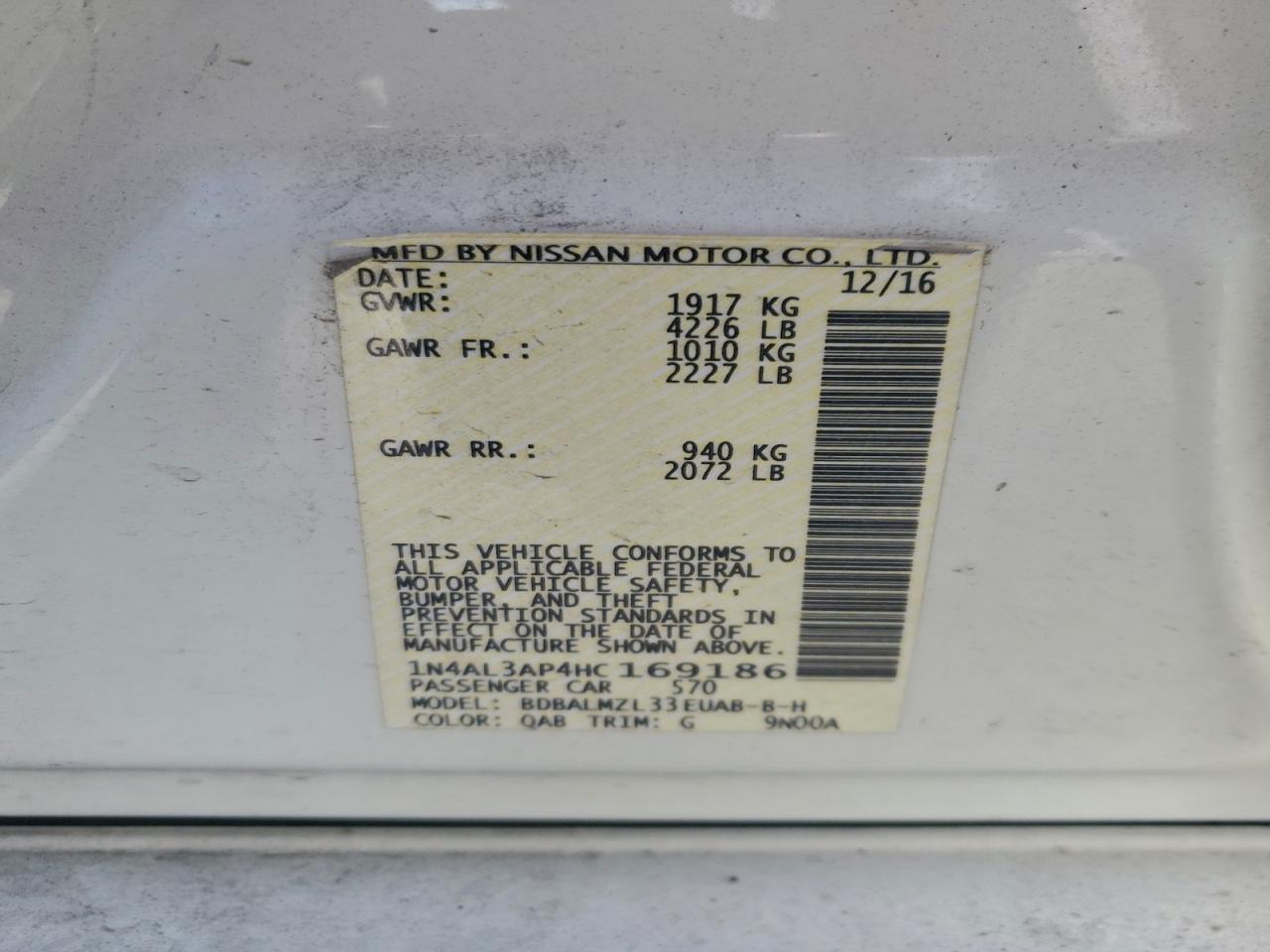2017 NISSAN ALTIMA