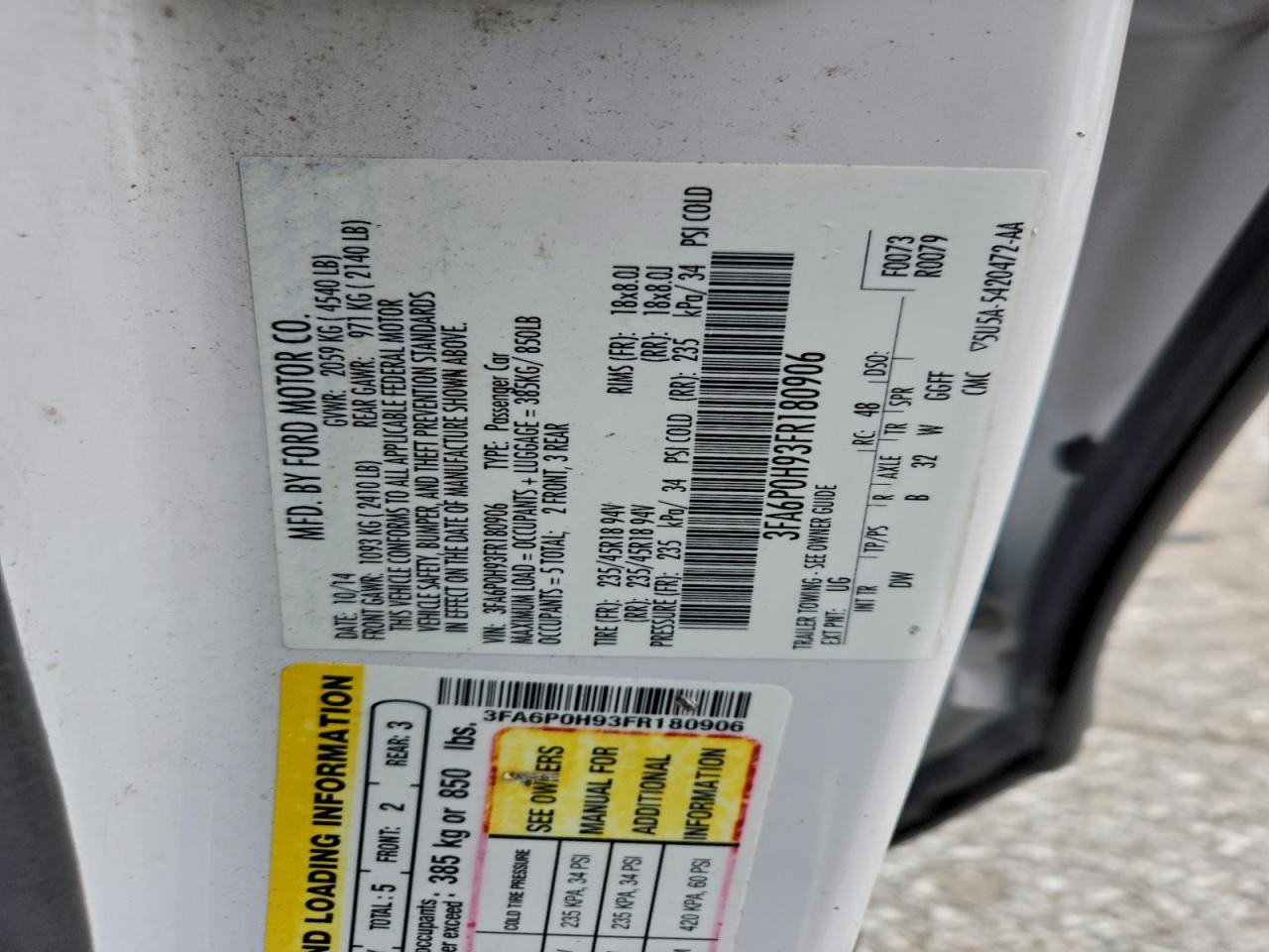 2015 FORD FUSION