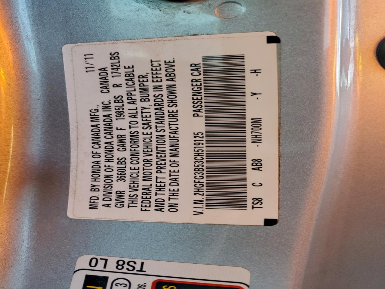 2012 HONDA CIVIC