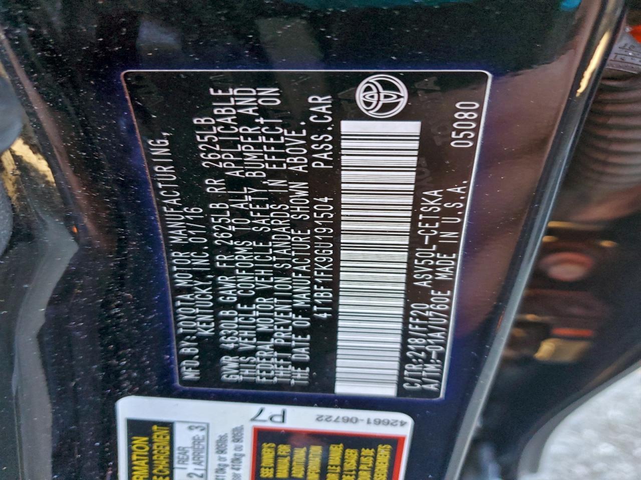 2016 TOYOTA CAMRY