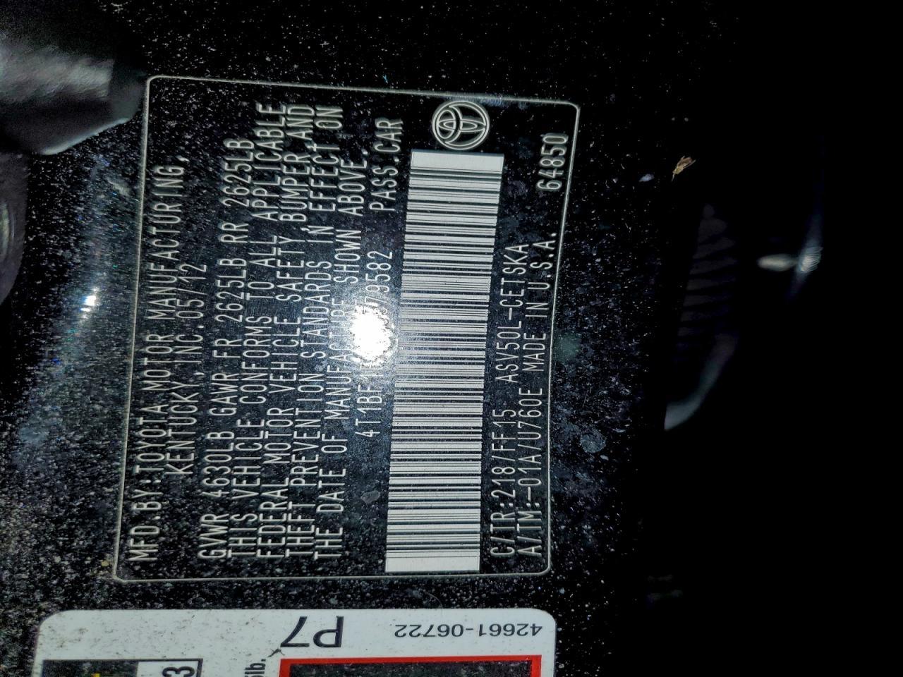2012 TOYOTA CAMRY
