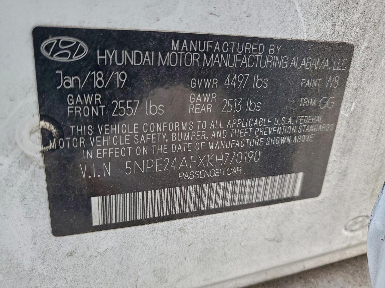 2019 HYUNDAI SONATA