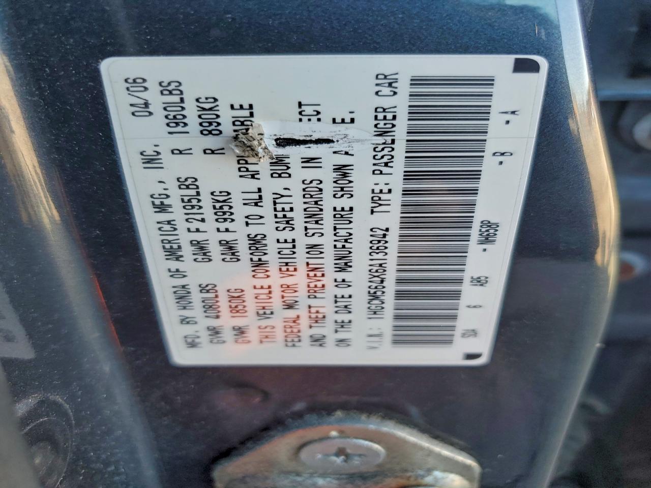 2006 HONDA ACCORD