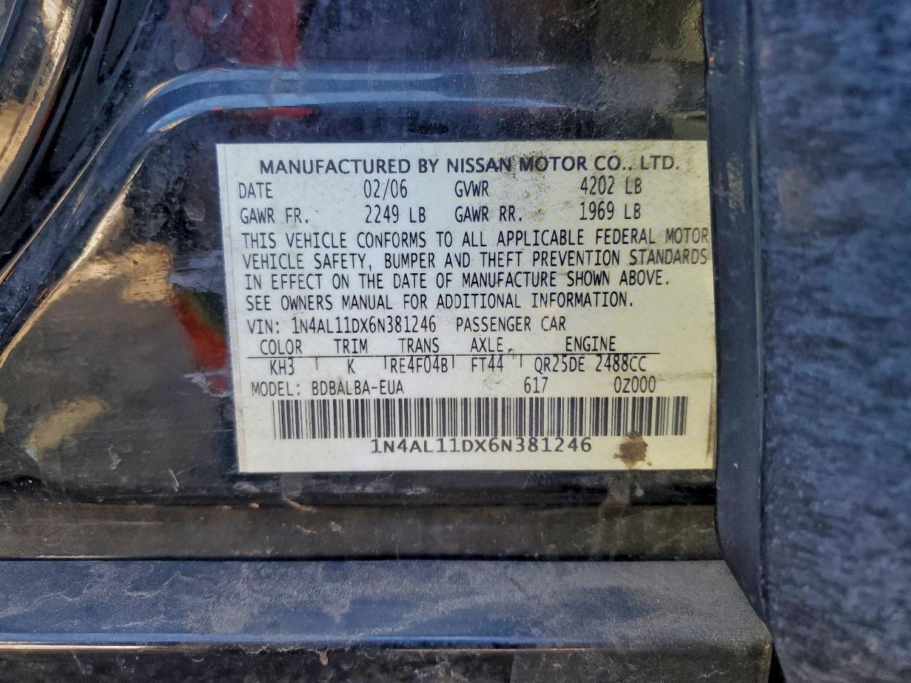 2006 NISSAN ALTIMA