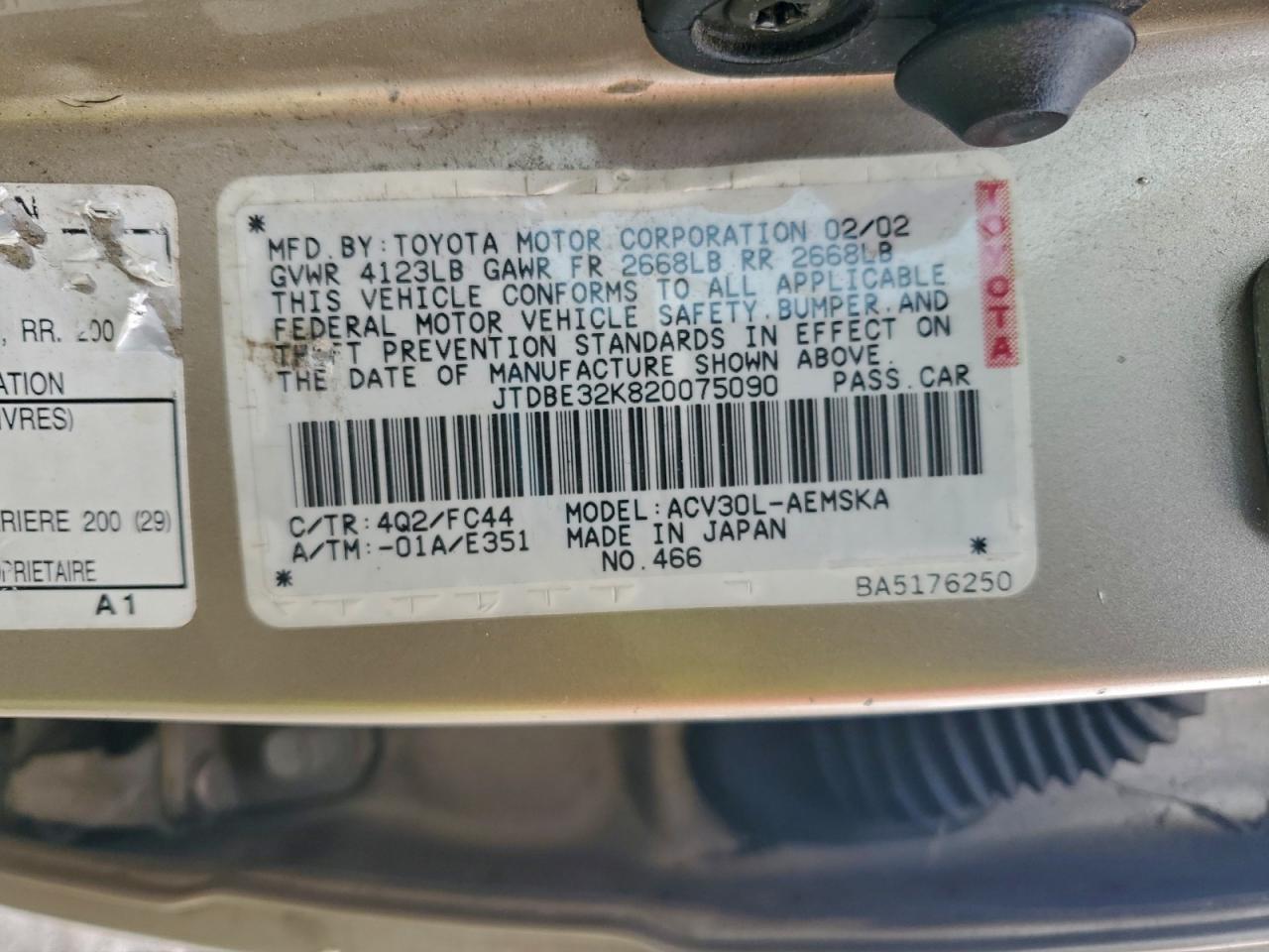 2002 TOYOTA CAMRY