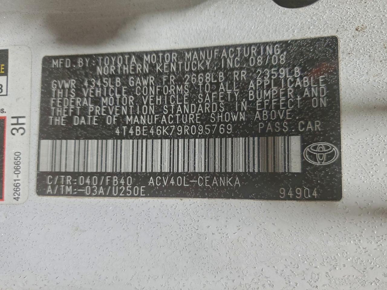 2009 TOYOTA CAMRY