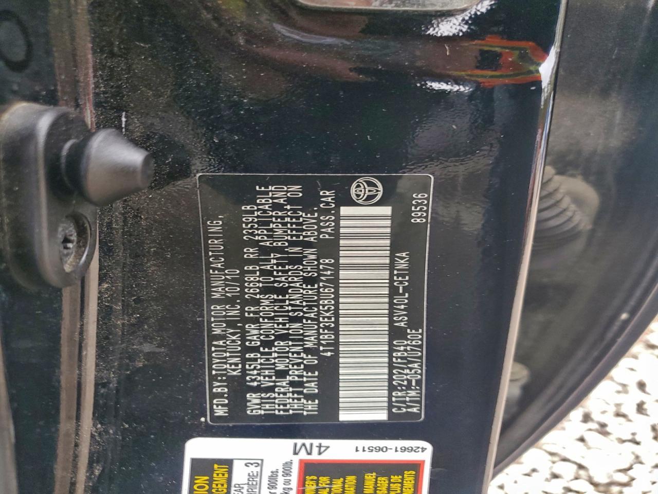 2011 TOYOTA CAMRY