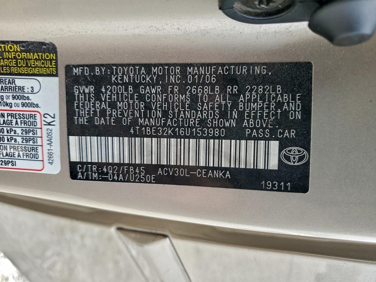 2006 TOYOTA CAMRY