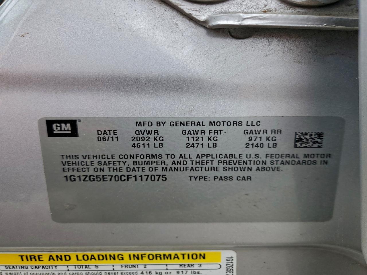 2012 CHEVROLET MALIBU