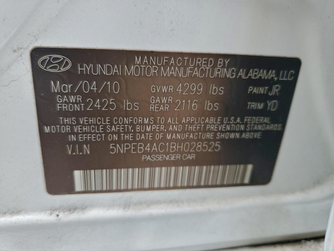 2011 HYUNDAI SONATA