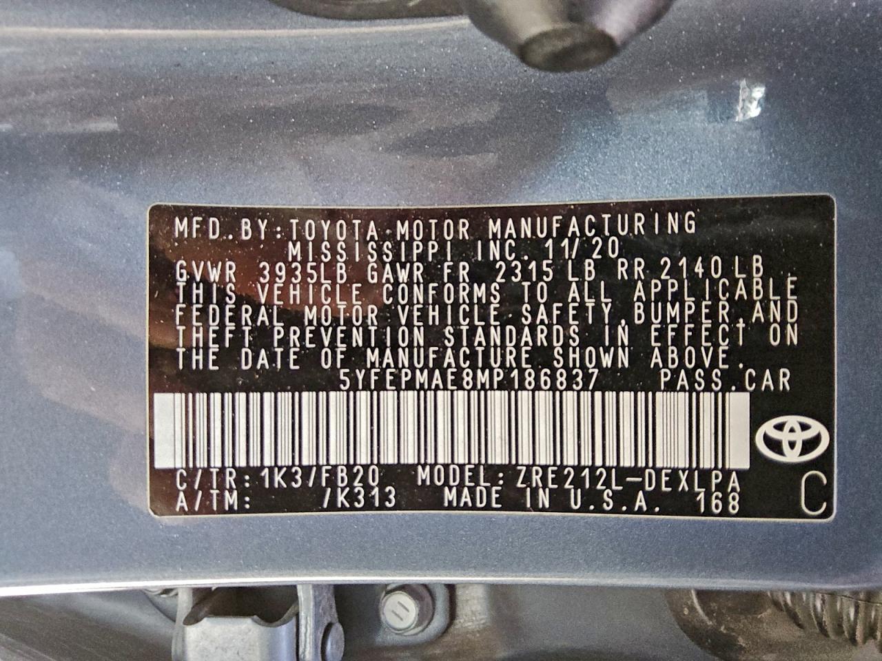 2021 TOYOTA COROLLA