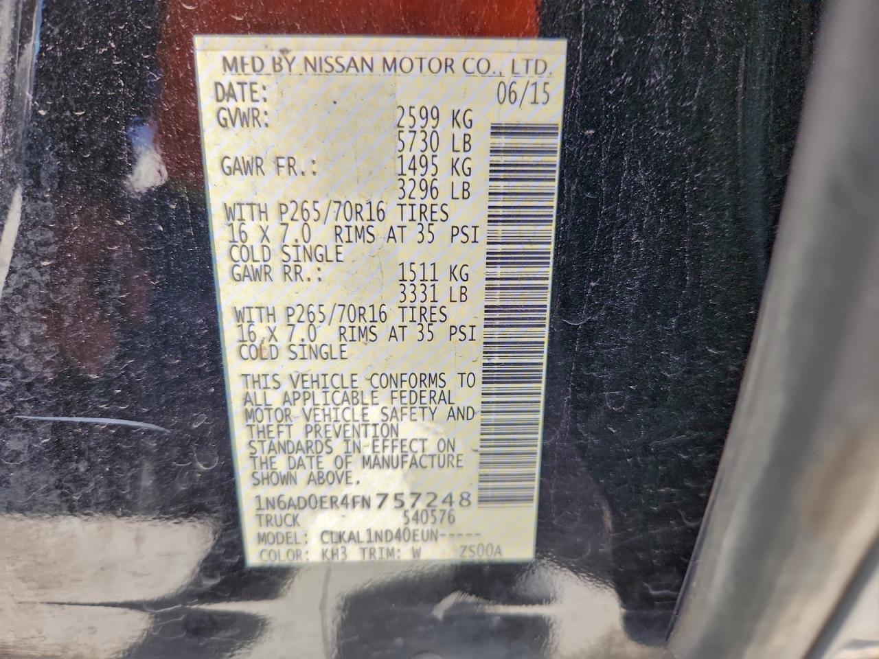 2015 NISSAN Frontier
