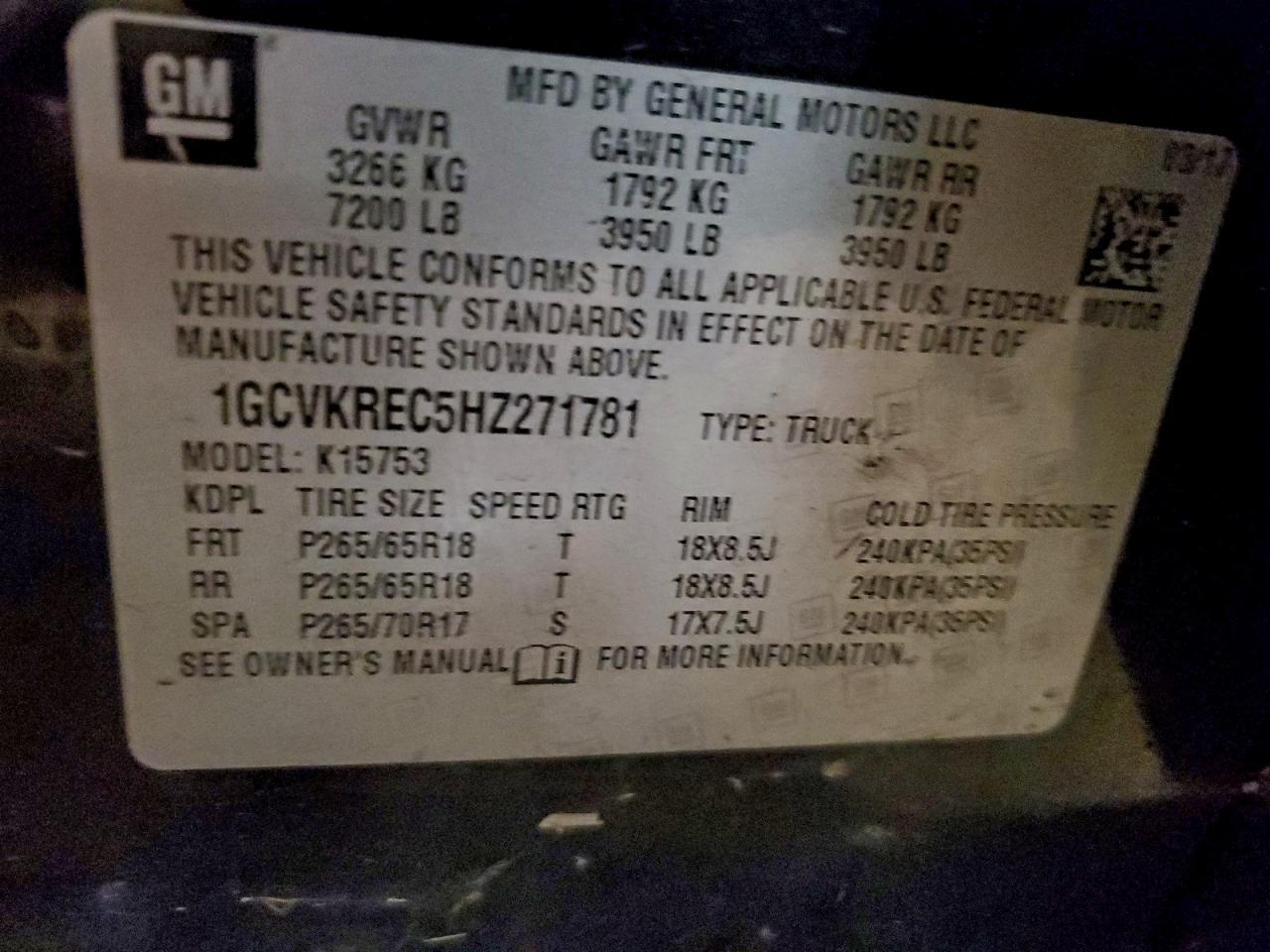 2017 CHEVROLET SILVERADO 1500