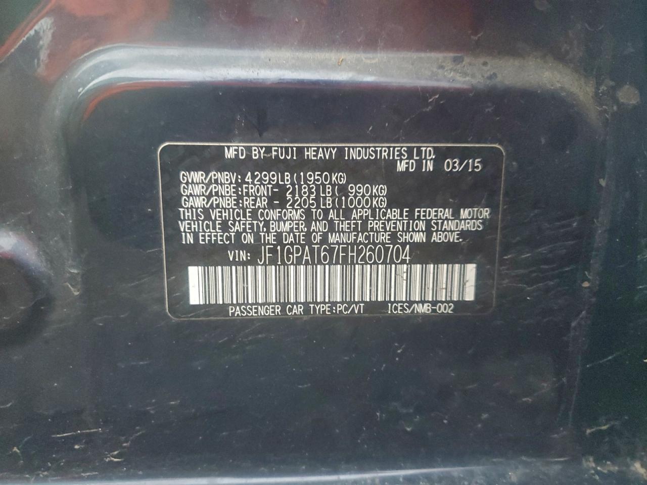 2015 SUBARU IMPREZA