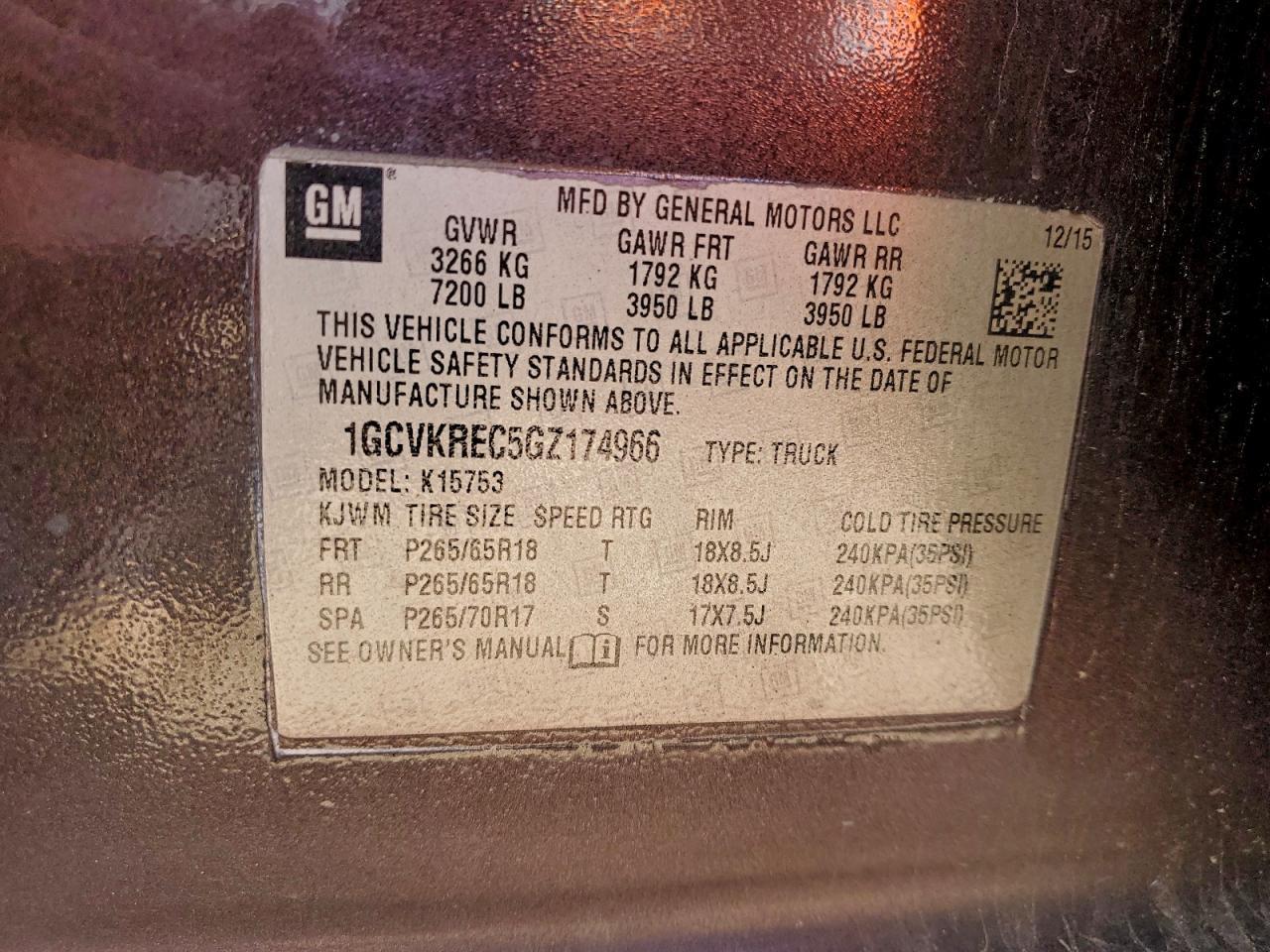 2016 CHEVROLET SILVERADO 1500