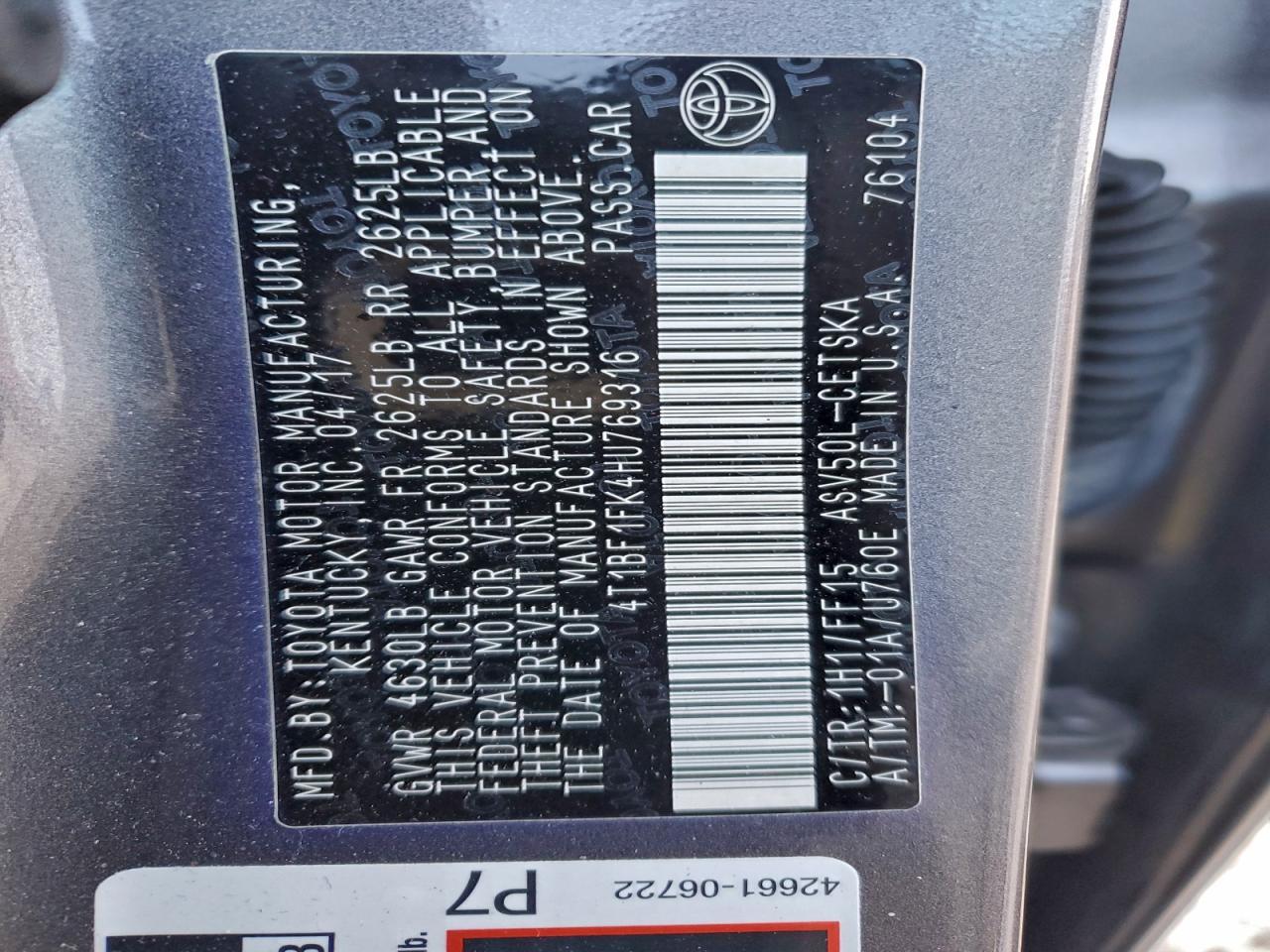 2017 TOYOTA CAMRY