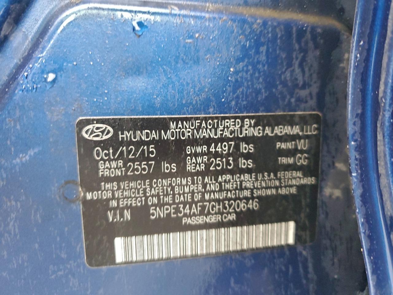 2016 HYUNDAI SONATA