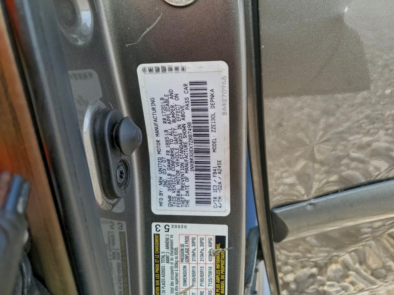 2007 TOYOTA COROLLA