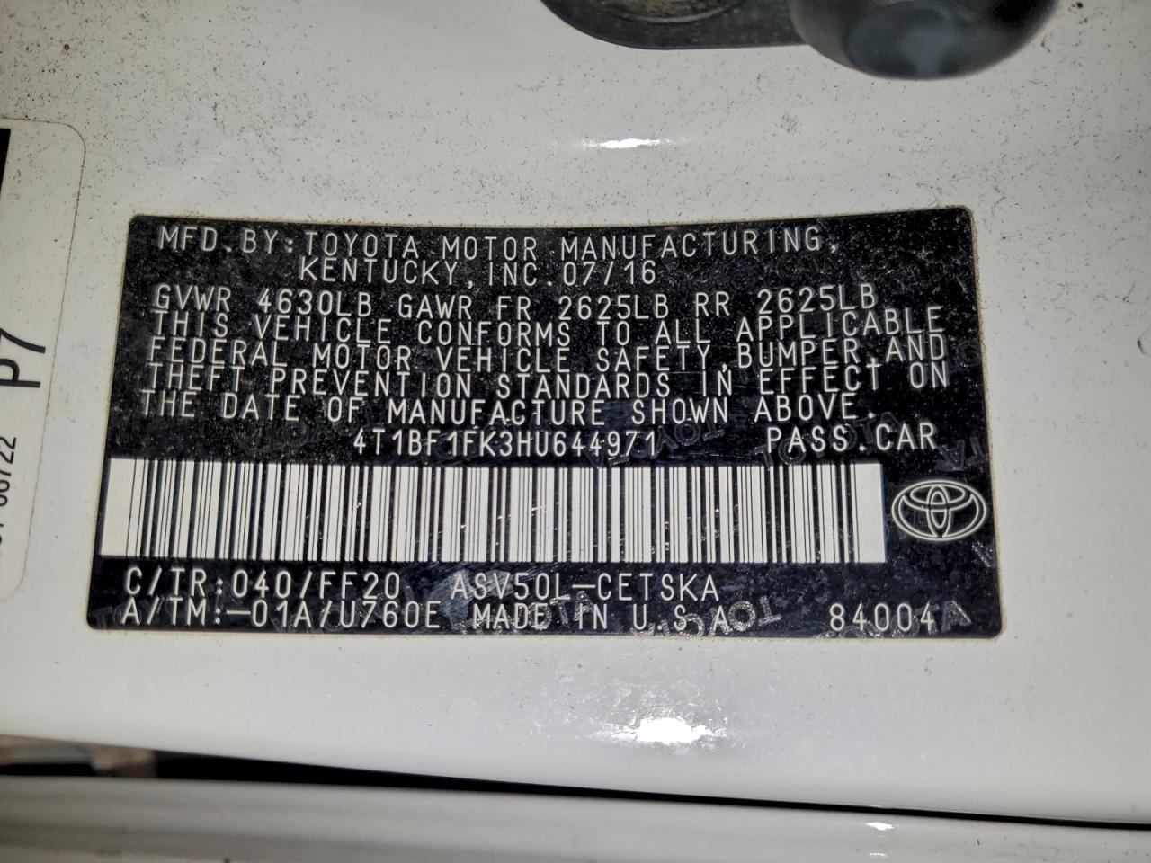 2017 TOYOTA CAMRY