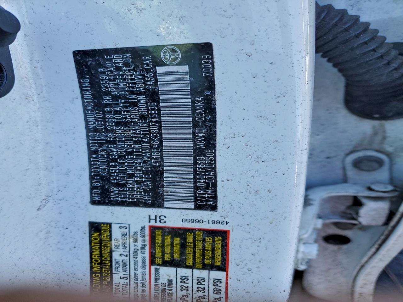 2008 TOYOTA CAMRY