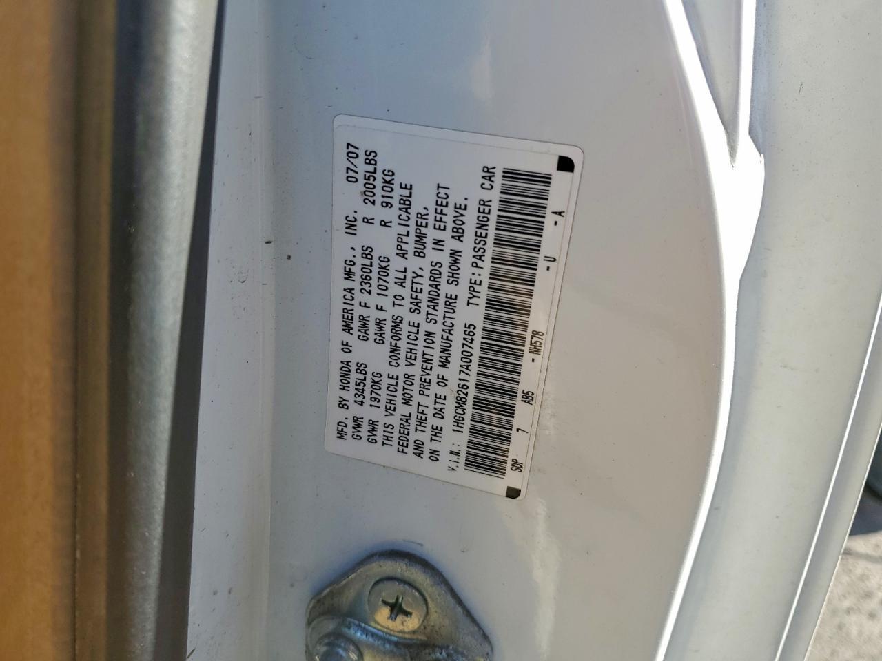 2007 HONDA ACCORD
