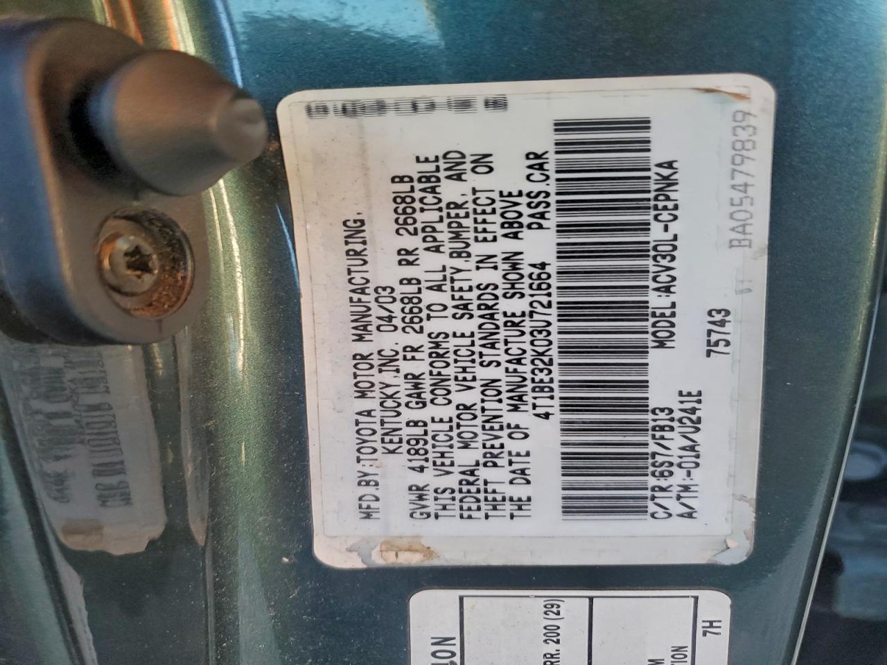 2003 TOYOTA CAMRY