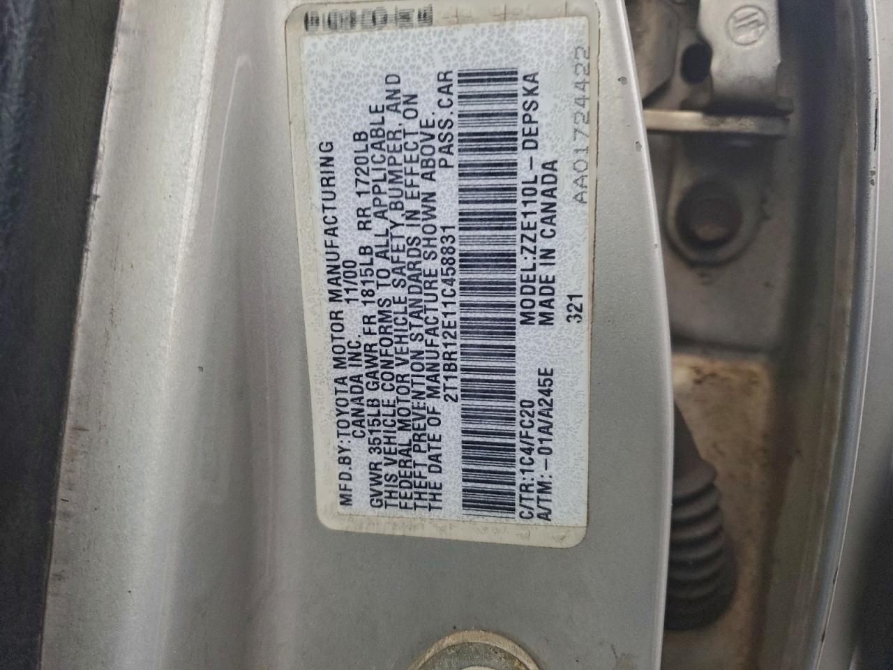 2001 TOYOTA COROLLA