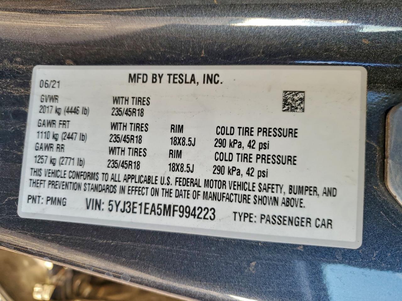2021 TESLA MODEL 3