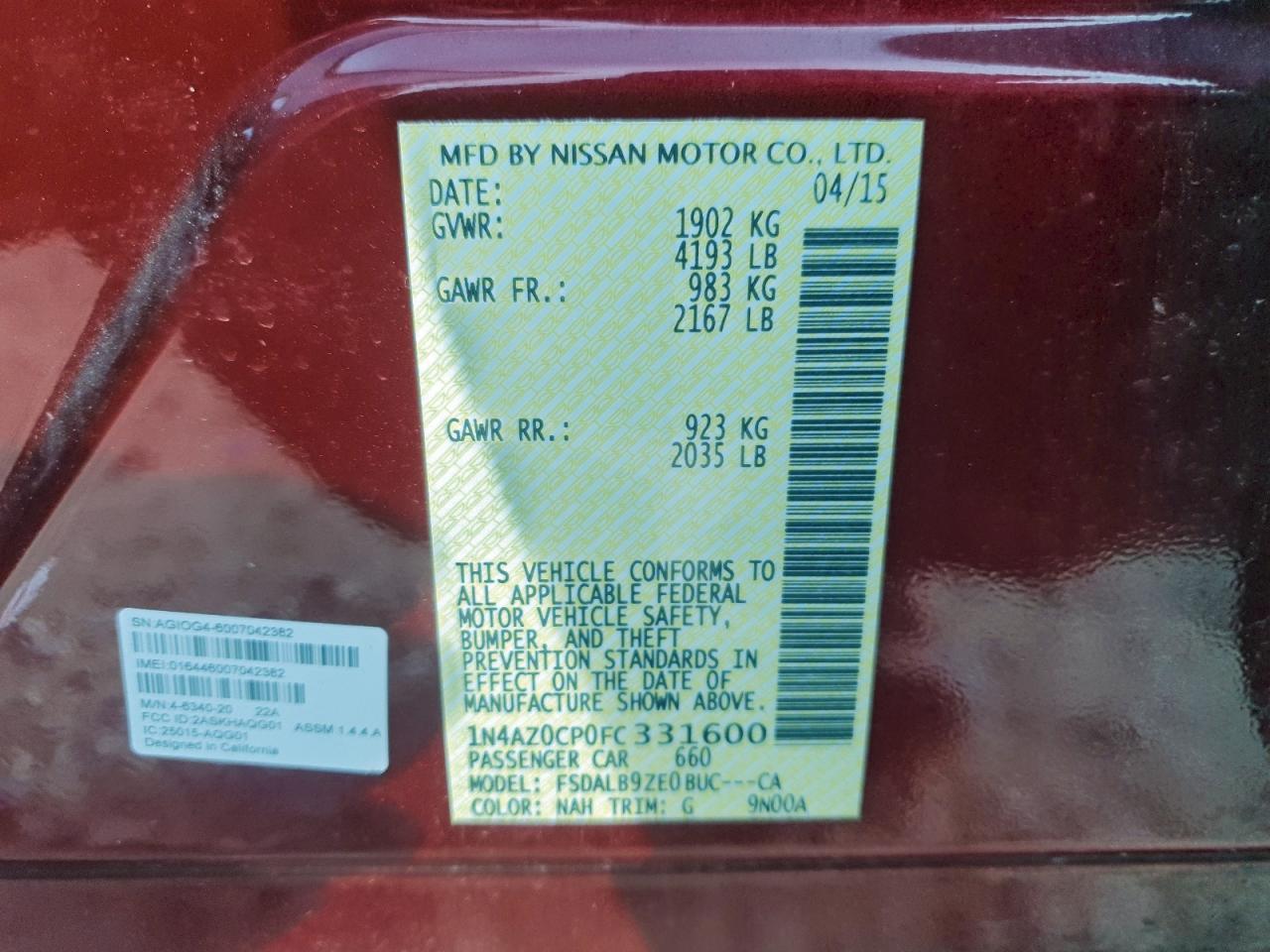 2015 NISSAN LEAF