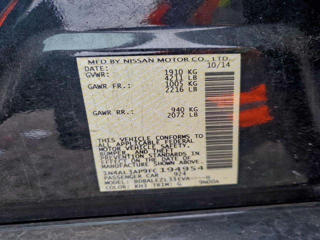 2015 NISSAN ALTIMA