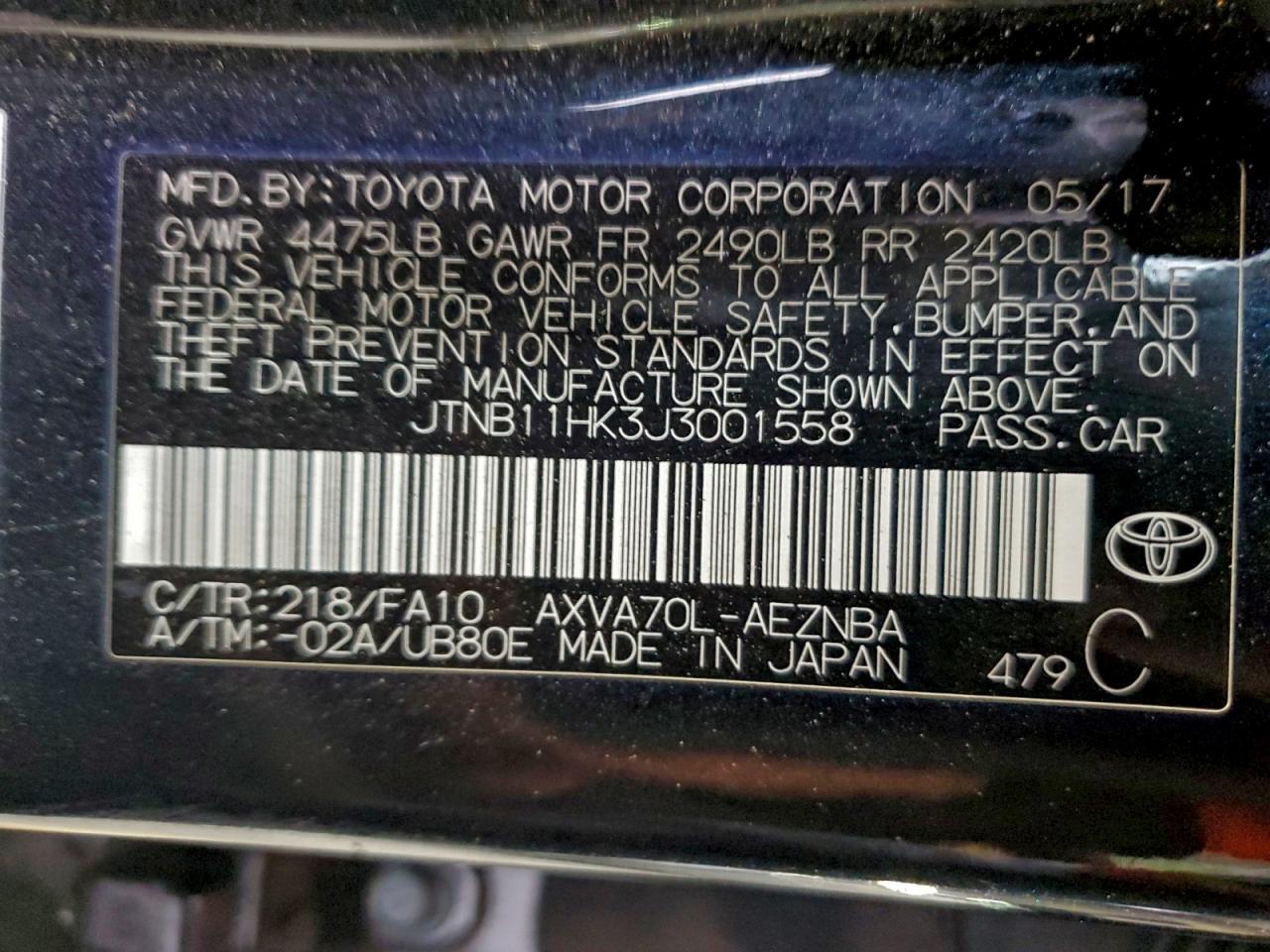 2018 TOYOTA CAMRY