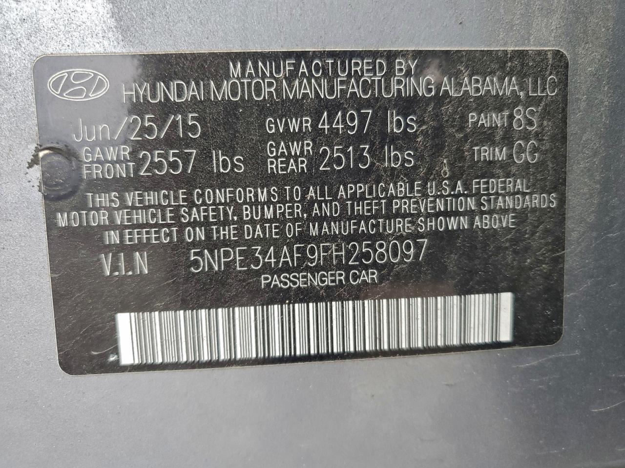 2015 HYUNDAI SONATA