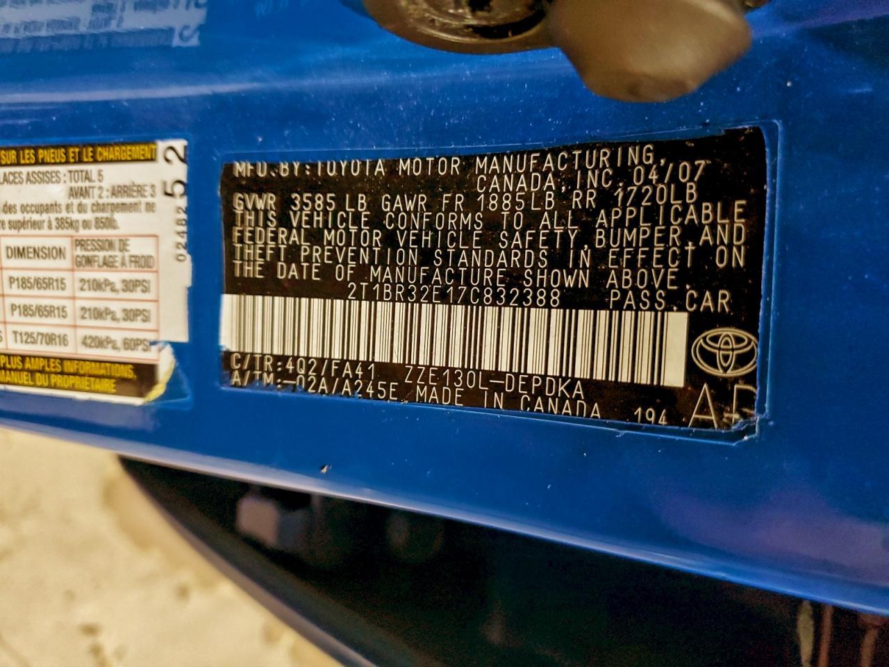 2007 TOYOTA COROLLA
