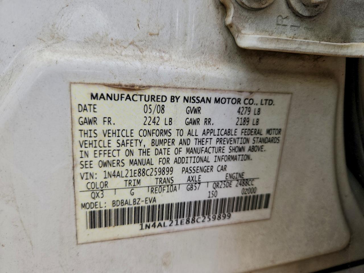 2008 NISSAN ALTIMA