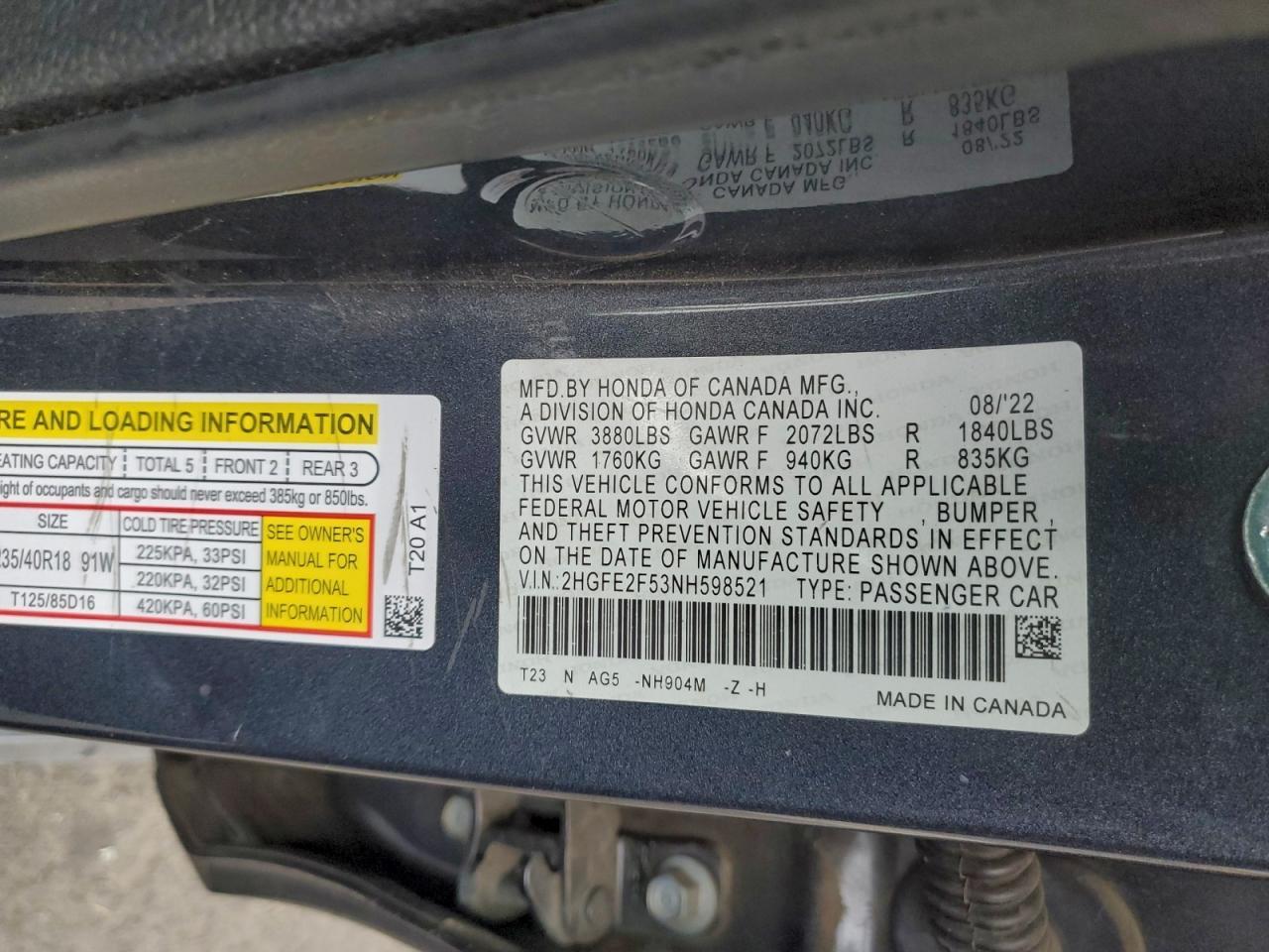 2022 HONDA CIVIC