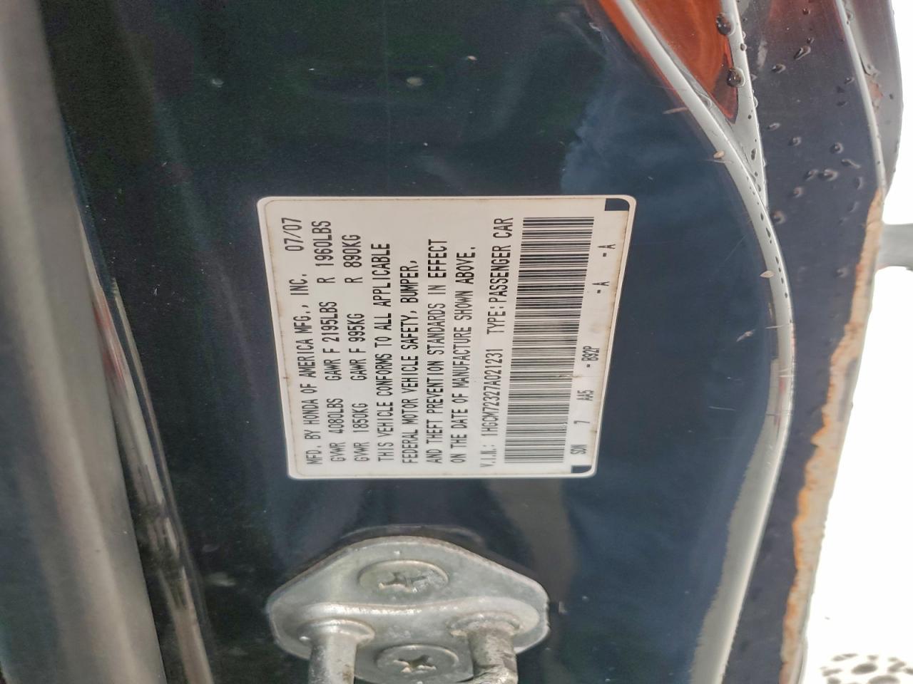 2007 HONDA ACCORD