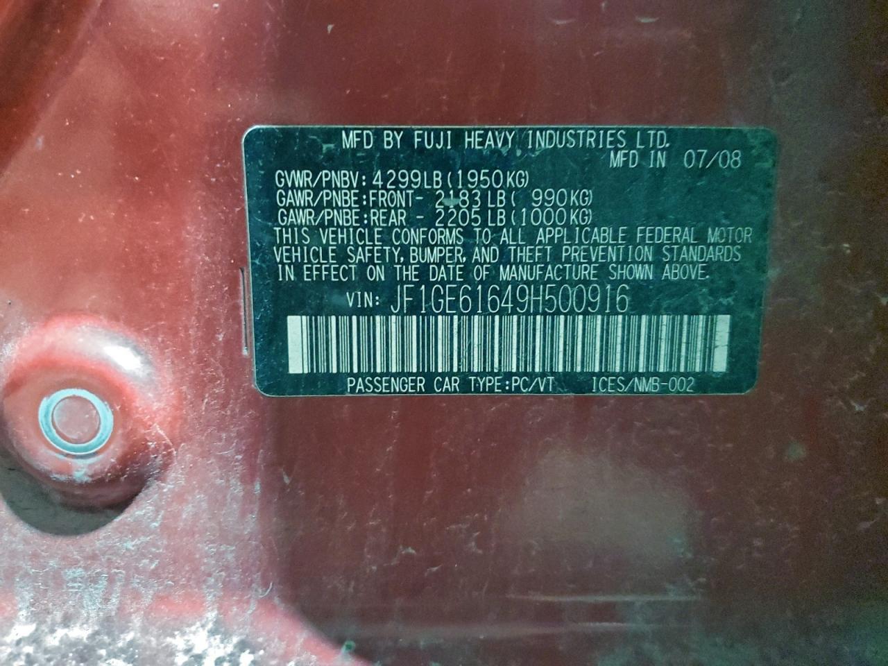 2009 SUBARU IMPREZA