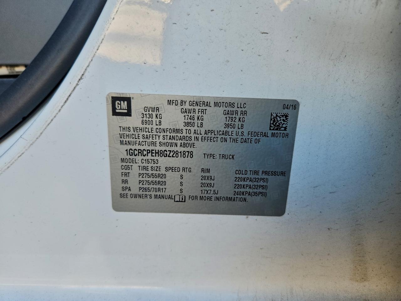 2016 CHEVROLET SILVERADO 1500