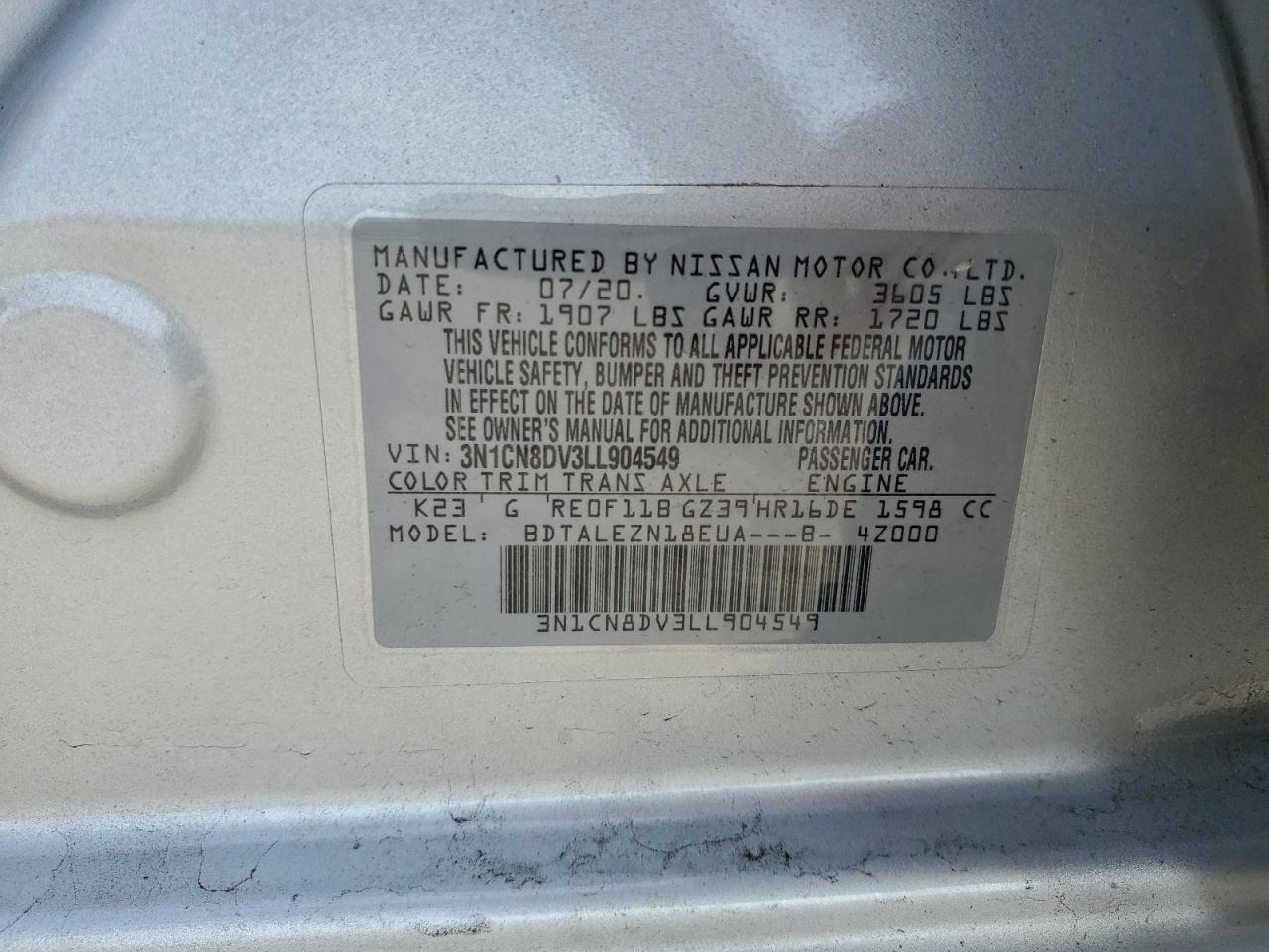 2020 NISSAN VERSA
