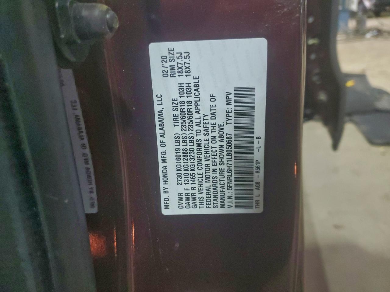 2020 HONDA ODYSSEY