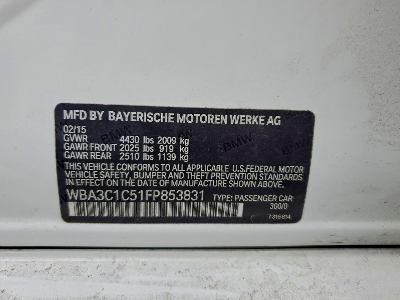 2015 BMW 3 SERIES
