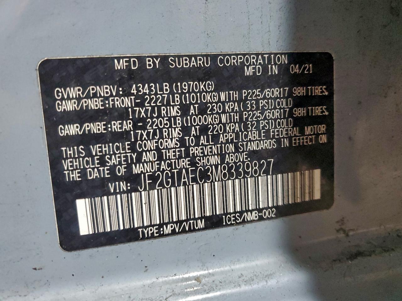 2021 SUBARU Crosstrek